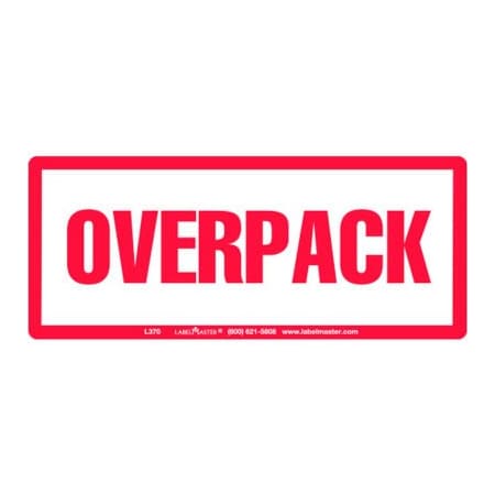 American Labelmark Co LabelMaster Labels with "Overpack" Print, 6"L x 2-1/2"W, White/Red, 500/Roll L370